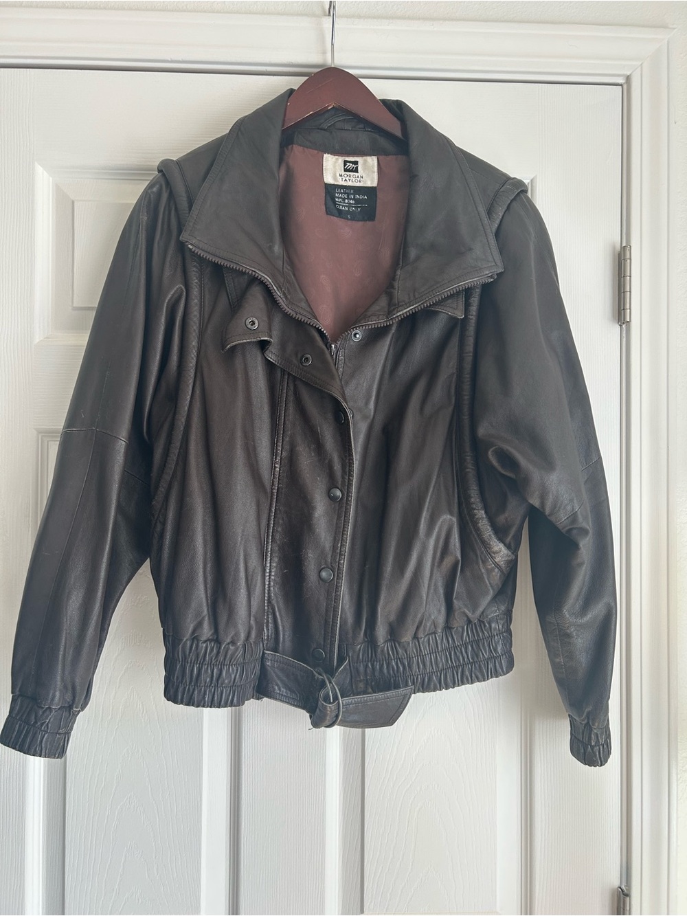 Vintage Morgan Taylor Leather Women's Dark Brown Bomber Jacket